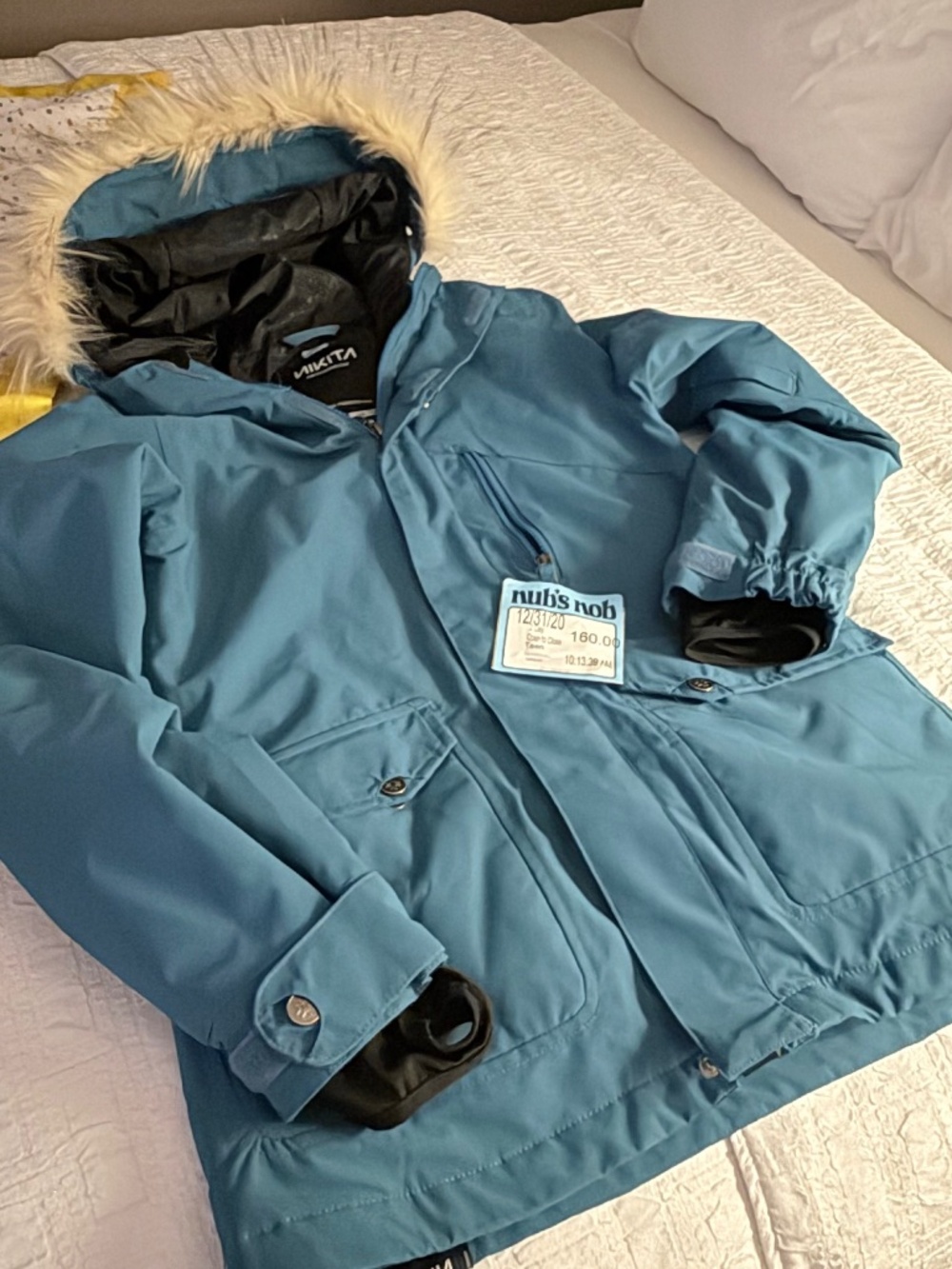 Nikita Radiant Heat Insulated Faux Fur Trim Hooded Parka Blue Womens XS